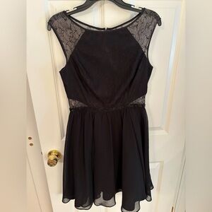 Aidan Mattox black lace cap sleeve dress, size 8